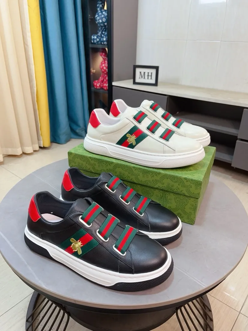 Factory price 480🌹🌹GUCCI [Gucci] New high-end brand of men's shoes, the latest fashionable casual men's shoes, trendy and versatile style, relaxed and sporty style, uppers imported from Italy, first-layer cowhide, genuine leather lining and ultra-fine workmanship. Original personalized fashionable rubber wear-resistant outsole, light and comfortable on the foot, size 38-44